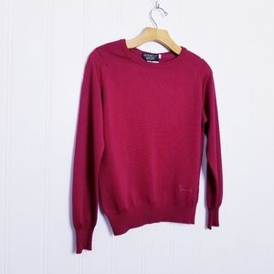 Vintage Givenchy Sweater Red Knit Longsleeve Embroidered Logo Womens Size 36